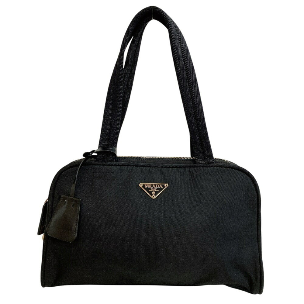 PRADA Triangle Handbag with Triangular Plate, Black